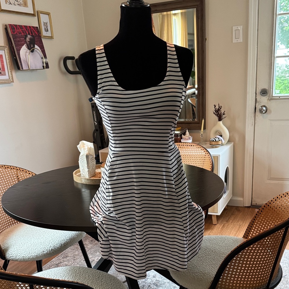 H&M Black and White Striped Mini Dress